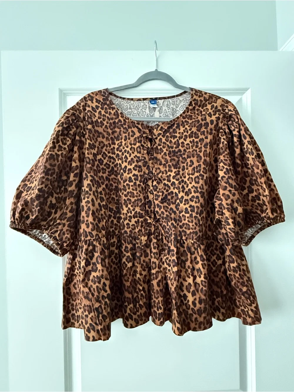Old Navy Brown Leopard Print Peplum Blouse